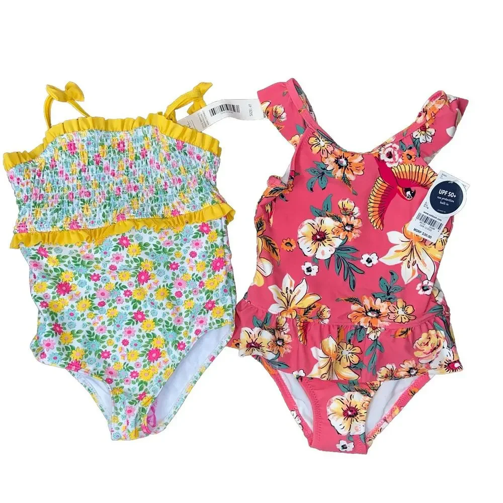 Swimsuit Lot Little Girls Size 4T NWT Nicole Miller Oshkosh UPF 50 NWT !